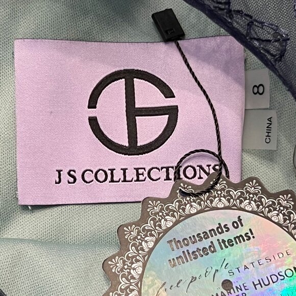 JS Collections | Carter Halter Column Gown in Oxford Blue | 8 - Picture 8 of 10